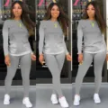 Conjunto deportivo de dos piezas para mujer con top de manga larga degradado y mallas - S / Top y Pantalones / Gris