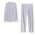 Set tuta con maglia a maniche lunghe e pantaloni tinta unita, abbigliamento comodo e casual. - Taglia S / Top e Pantaloni / Bianco