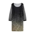 Black dress sheer mesh sleeve glitter gradient detail view showcasing fabric and pattern - S / Dresses / Gold Gradient Sequin