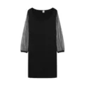 2024 spring women black dress sequin sheer mesh long sleeve elegant party casual wear - S / Dresses / Solid Black