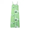 Vestido largo de verano verde con estampado floral tirantes finos sexy escote pronunciado. - S / Vestidos / Verde