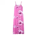 Vestido largo de verano rosa con estampado floral, vestido tirantes sexy escote mujer. - S / Vestidos / Rosa rojo