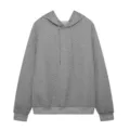 Jacquard hooded long sleeve sweatshirt detail, casual grey pullover showcasing fabric texture. - S / Tops / Gray