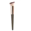 Angled makeup brush for liquid foundation and contouring, featuring soft bristles and rose gold ferrule. - Single Oblique Style