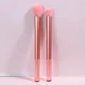 2-piece pink makeup brush set with crystal long handles, soft bristles for eyeshadow and nose. - Red