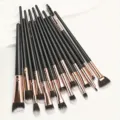 Detail van de professionele 15-delige make-up kwastenset met zachte haren en handvat. - 15-delige oogschaduwpenselenset / 15 Stuks / Zwart