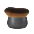 Close-up of soft wavy makeup brush with thick bristles and ergonomic grey handle detail. - Black