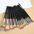 14-piece black makeup brush set with soft bristles for blending, contouring and face makeup. - 14 Brushes Black