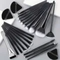 20/24tlg Schwarze Make-up Pinsel Set Weiche Borsten Gesichts Kosmetikpinsel mit Puderquasten - 20 Schwarze Bürsten + 1 Silberne Maskenbürste + 3 Schwarze Drieckige Quasten