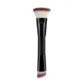 Double ended makeup brush with foundation brush and contour brush, professional cosmetic tool. - Black
