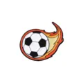 Enamel brooch pin featuring a cool flaming soccer ball design, perfect for sports fans. - Flaming Football (CZ3333-1)