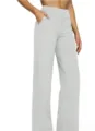 High waist wide leg casual knit pants for women solid color loose straight trousers - S / Bottoms / White