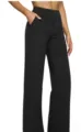 Women Black High Waist Straight Leg Trousers Casual Pocket Knit Pants Autumn New - S / Bottoms / Black
