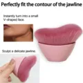 Wave makeup brush detail view showing soft pink bristles and comfortable ergonomic handle. - Yuanbao Wave / Pink
