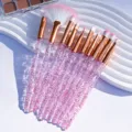 10pcs crystal makeup brush set glitter handle pink eyeshadow blending brushes cosmetic tools - 10 Piece Set / Pink