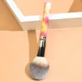 Großer weicher Puderpinsch mit buntem Marmormuster Griff für professionelles Make-up. - Dreifarbiges Fell / Marmorrosa