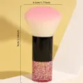 Pink glitter makeup brush, soft bristle blush brush, portable cosmetic tool variant. - Pink