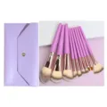 Professional 10-piece purple makeup brush set with matching storage pouch for flawless face beauty. - With Purple Storage Bag / 10 Piece Set / Purple