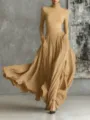 Beige turtleneck top and pleated long skirt set, elegant French vintage women clothing style. - XS / Set / Camel