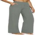 Women Grey High-Waist Knit Wide-Leg Pants Casual Pocket Trousers Variant Selection - Light Gray
