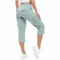 Women's light green cargo capri pants, 6-pocket quick-dry casual outdoor hiking shorts. - 4XL / Azure Blue