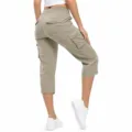 Women cargo capris lightweight hiking casual outdoor multi-pocket pants khaki color style. - 4XL / Light Khaki