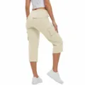 Women lightweight 6-pocket cargo capri pants quick-dry casual outdoor travel back view - 4XL / Beige