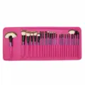 24 Pcs Makeup Brush Set Professional Cosmetic Brushes with Pink Roll Up Storage Case - 24 Pcs/Set / Purple