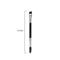Double-ended angled eyebrow brush and spoolie with black long handle, 15.5cm length makeup tool. - Black - Dual-Ended Eyebrow Brush