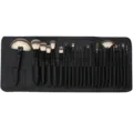Detailed view of 24 pcs professional makeup brushes set with soft bristles and roll pouch. - 24 Pcs/Set / Black