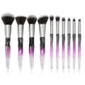 10pcs diamond crystal makeup brush set crystal handle detail view professional makeup tool - 10 Piece Set / Gradient Purple