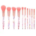 10pcs Crystal Makeup Brush Set Pink Diamond Handle Professional Cosmetic Face Eye Tools - 10 Piece Set / Crystal Pink