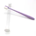 Soft toothbrush with portable plastic case ultra fine bristles purple handle daily oral care - Purple Handle Flat Head