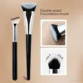 Pinceau fond de teint double face professionnel à poils denses pour un maquillage parfait. - Lot de 2 / Noir & Noir Argenté