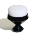 Black diamond handle flat top makeup brush for flawless liquid foundation application. - White Bristles Round Head / Black