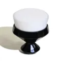 Black diamond handle flat top foundation brush, soft dense bristles for flawless makeup look. - White Bristles Flat Head / Black