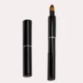Retractable single-ended lip brush, black metal casing with silver ring, makeup tool. - Black