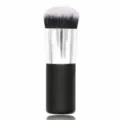 Professional flat top kabuki foundation brush for flawless liquid makeup blending. - Black Silver