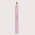 Portable retractable lip brush makeup tool with pink metallic case for easy application. - Rose Gold