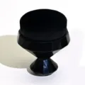 Black diamond handle makeup brush, flat top foundation brush for seamless smooth application. - Black Bristles Round Head / Black