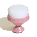 Pink diamond makeup brush, soft synthetic bristles, flat foundation brush for flawless face. - White Bristles Round Head / Pink
