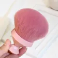 Roze paddestoel make-up borstel met diamant handvat, zachte haren voor poeder. - Roze