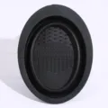 Silicone makeup brush cleaner bowl detail, collapsible design with textured washing surface. - Black