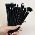 Professional makeup brush set with soft synthetic bristles for flawless eye makeup application. - 20 Piece Set / Black
