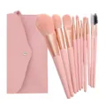 10pcs pink makeup brush set with storage bag, soft bristles, professional beauty tool. - 10-Piece (With Bag) / Pink