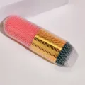 Portable chubby makeup brush with pink handle and golden ferrule, soft bristles for foundation. - Single Piece (With Protective Net) / Pink Gold