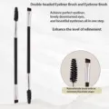Detailed view of the double-headed eyeliner and eyebrow brush with fine angled bristles. - Double Ended Brow Brush