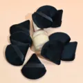 Triangle velvet powder puffs for makeup setting, soft cushion sponge applicator tools. - 5 Pieces/Pack (Black)