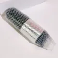 Short fat makeup brush for foundation and loose powder with protective mesh net sleeve. - Single Piece (With Protective Net) / Black Silver