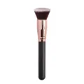 Professional single makeup brush foundation flat top kabuki brush with soft synthetic bristles - Round Handle Flat Head / Black